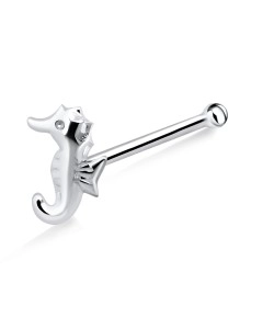 Seahorse Shaped Silver Bone Nose Stud NSKD-855